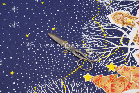 Ткань Рогожка 150 см 170 гр рис Полночь вид 1