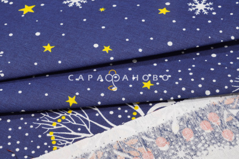 Ткань Рогожка 150 см 170 гр рис Полночь вид 1