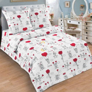 Ткань поплин 150 см Любовь - Морковь рис 10149 вид 1