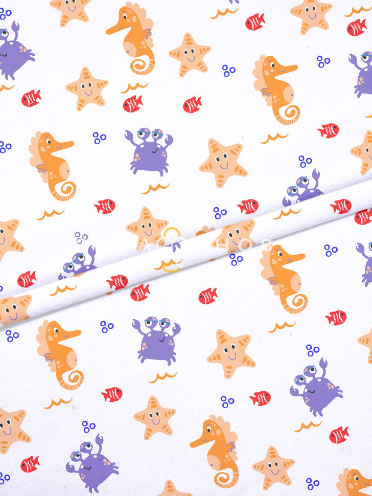 Ткань Фланель 75 см 165 гр №820-4П Грунт Морской конек