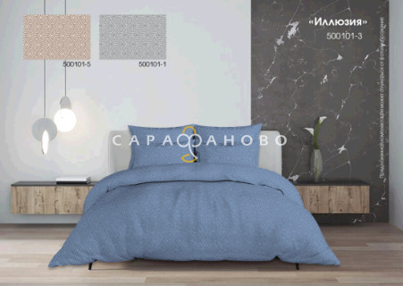 Ткань Бязь детская 150 см 120 гр рис Иллюзия 500101-3 голубой дубл.