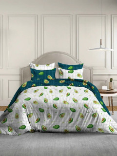 Ткань Поплин Люкс 220 см 105 гр рис Авокадо на клетке 20141/2