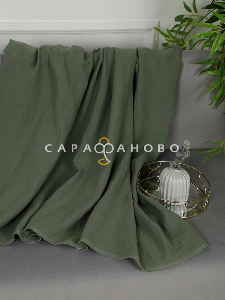 Ткань Муслин жатый 160 см. 120 гр. рис. гладкокрашеный мох