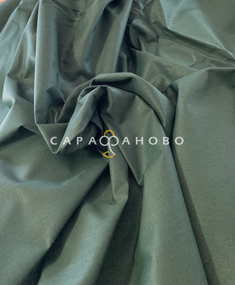 Ткань Полулён 150 см гладкокрашеный зелёный изумруд № 492