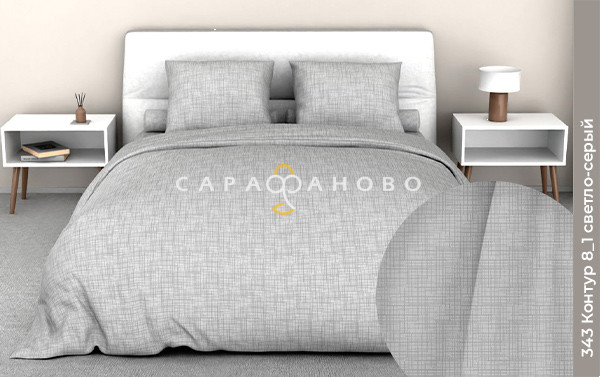 Ткань Бязь 220 см 140 гр рис. контур 8/1 вид светло-серый