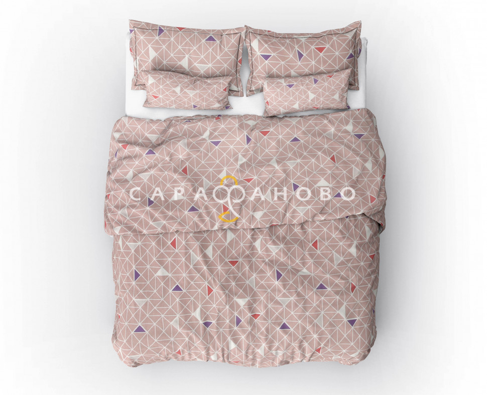 Ткань Бязь 150 см 115 гр. рис. 122 Треугольники, 1/10 Вид мокко