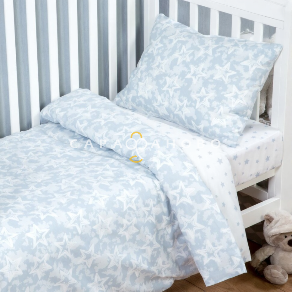 Ткань поплин 150 см Звездочет серый рис 11278 вид 2 (компаньон)