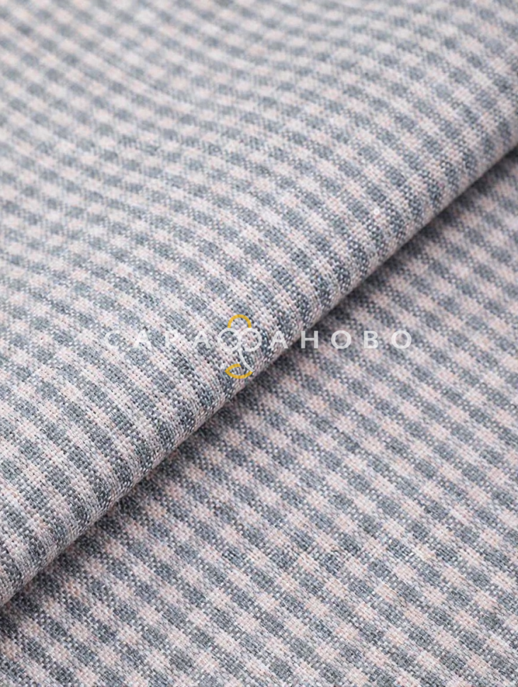 Ткань Рогожка 150 см 272 гр. Клетка серая