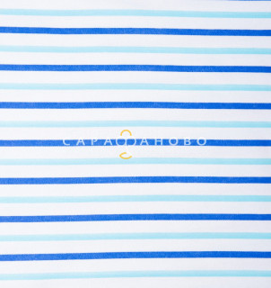 Ткань Интерлок 40/1 Пенье 2-х цветная печатная полоска голубая новый белый