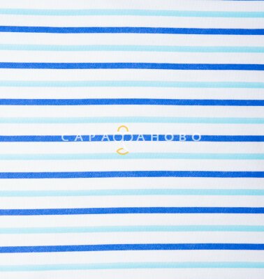 Ткань Интерлок 40/1 Гребенное 88 см Двухцветная полоска голубая