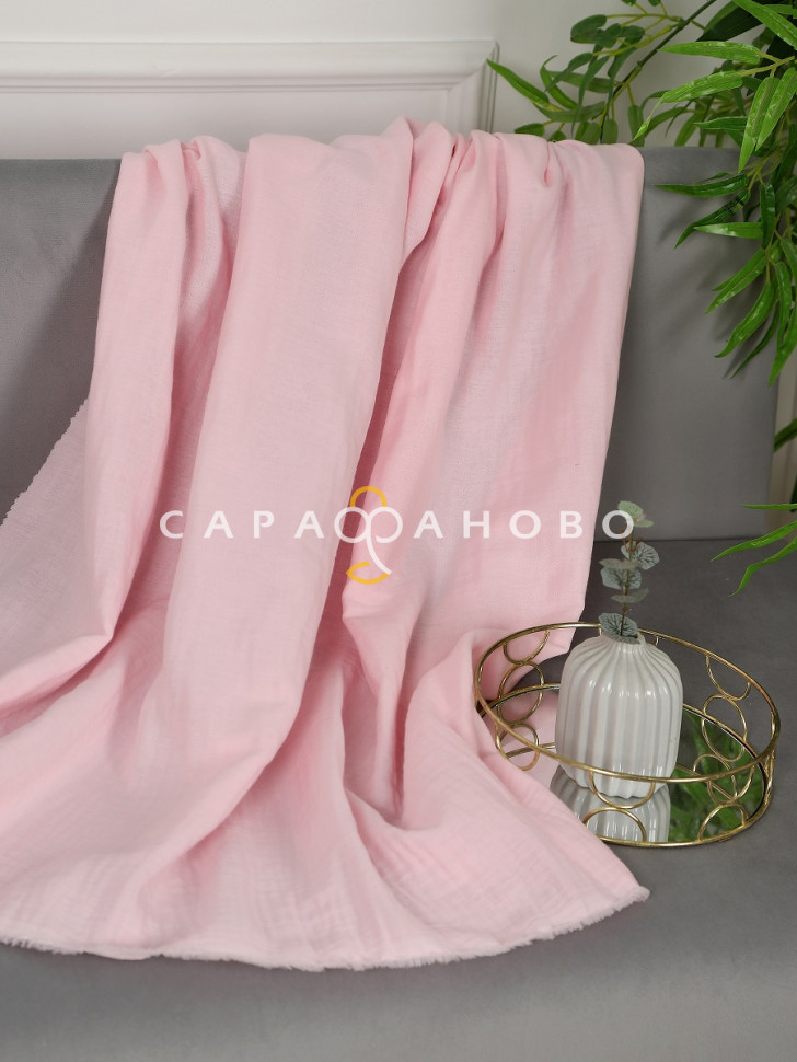 Ткань Муслин жатый 160 см. 120 гр. рис. гладкокрашеный розовый