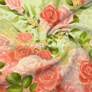 Ткань Бязь Премиум 220 см "Ароматная роза" рис 6412 вид 1