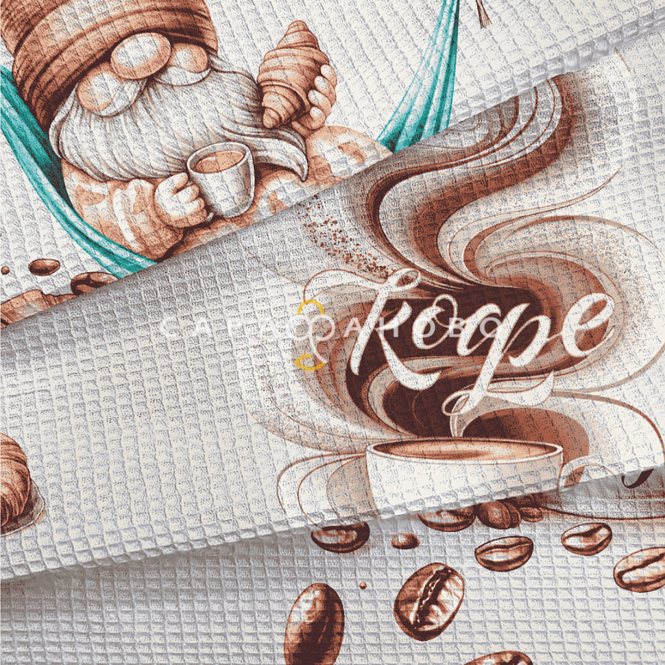 Ткань Полотно вафельное 150 см 150 гр рис 29456 вид 1 