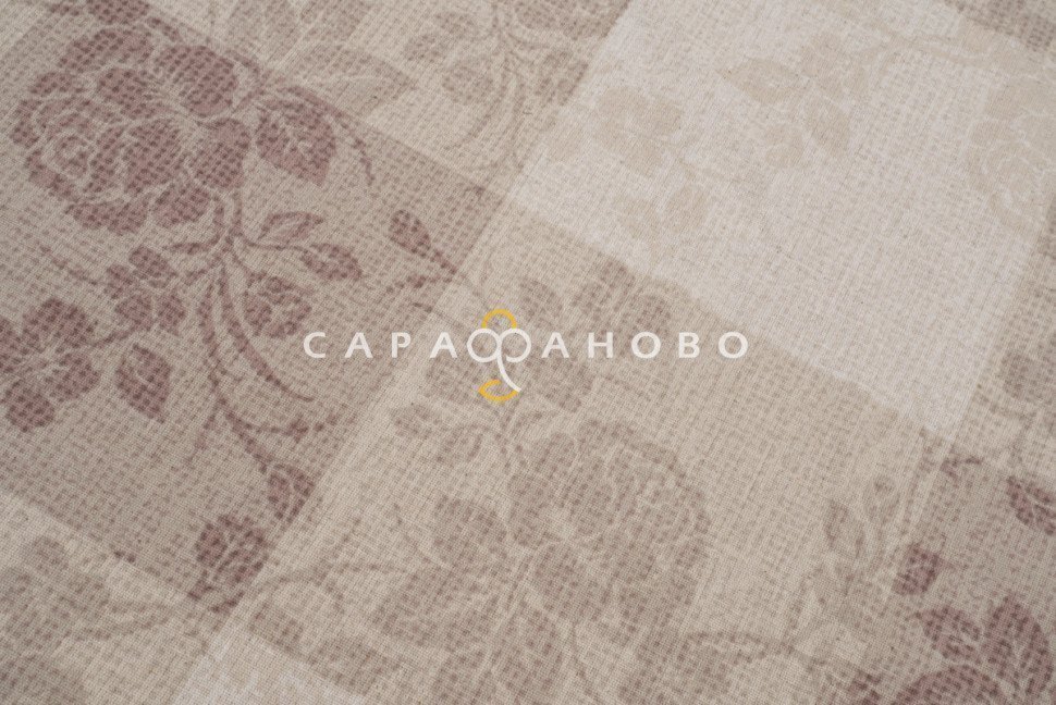 Ткань Полулён п/варёный 150 см. рис КРИС (серо-бежевая клетка ) № 1539