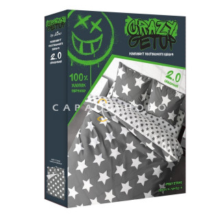 КПБ  Crazy Getup 16401-4/16402-4 Grey stars