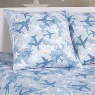 Ткань Поплин 150 см рис. 11269-2 Самолётики(голубые-компаньон)