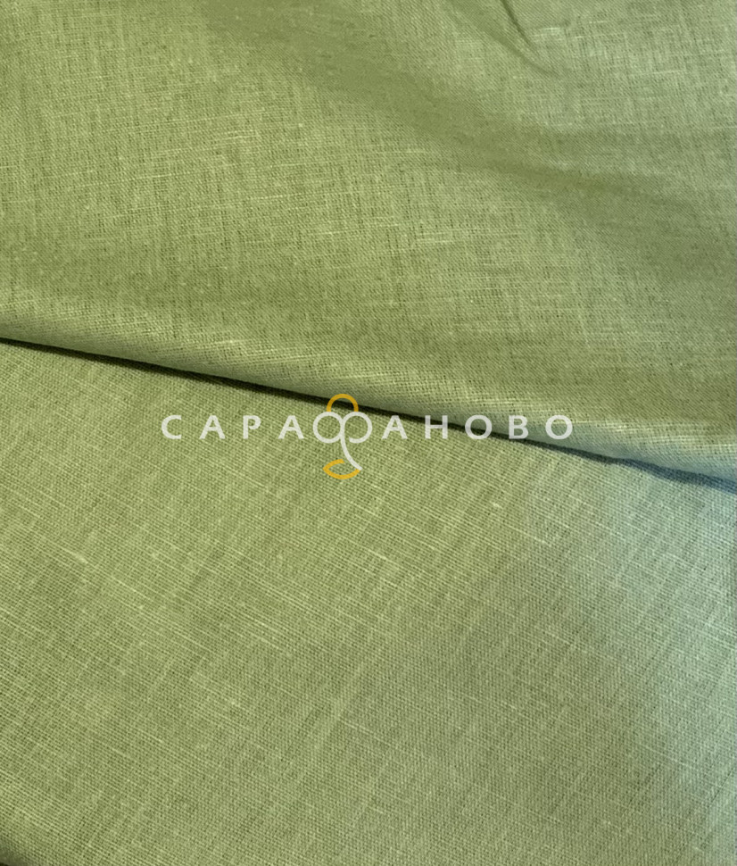 Ткань крашеная п/лён 240гр. ш. 150 см рис Фисташка 443