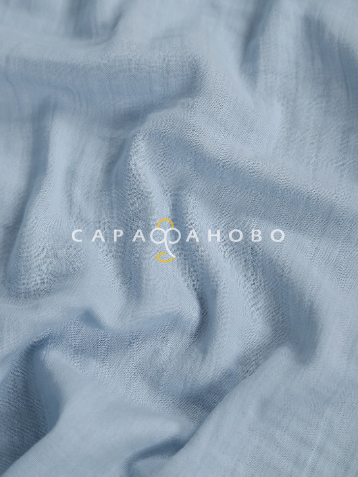 Ткань Муслин жатый 160 см. 120 гр. рис. гладкокрашеный серо-голубой