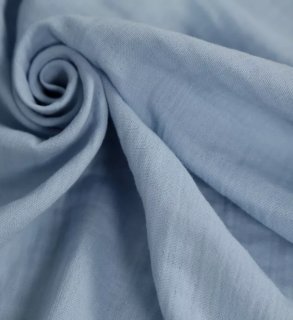 Ткань Муслин жатый 160 см. 120 гр. рис. гладкокрашеный серо-голубой