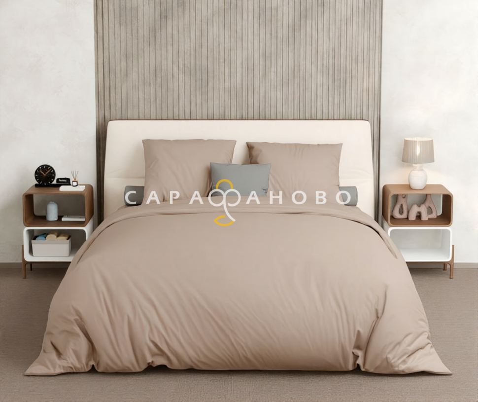 Ткань Бязь 150 см 120 гр рис 1/4 вид темно-бежевый