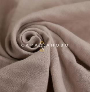 Ткань Муслин жатый 160 см. 120 гр. рис. гладкокрашеный Бежево-серый