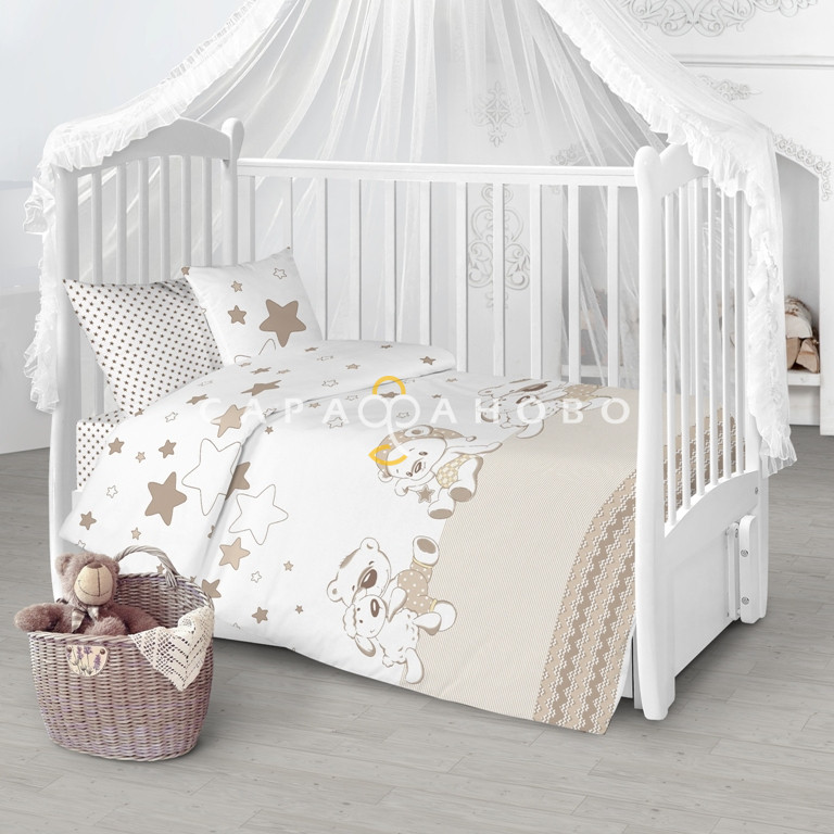 Ткань Перкаль Premium 150 См. рис Под звездами бежевый 8100/4