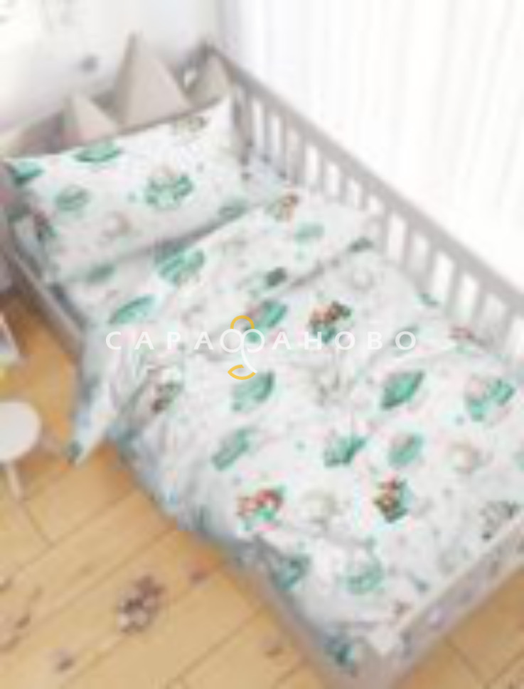 Ткань Поплин 150 см 105 гр рис. Баю-бай бирюза 7791/2