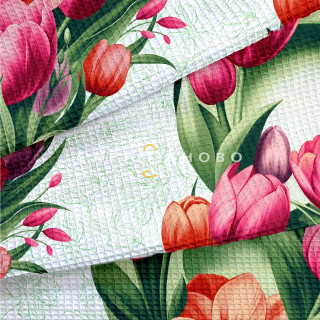 Рогожка 150 см 163 гр наб. рис 29480 вид 1 "Розовые тюльпаны" 