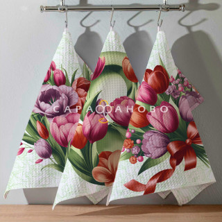 Рогожка 150 см 163 гр наб. рис 29480 вид 1 "Розовые тюльпаны" 