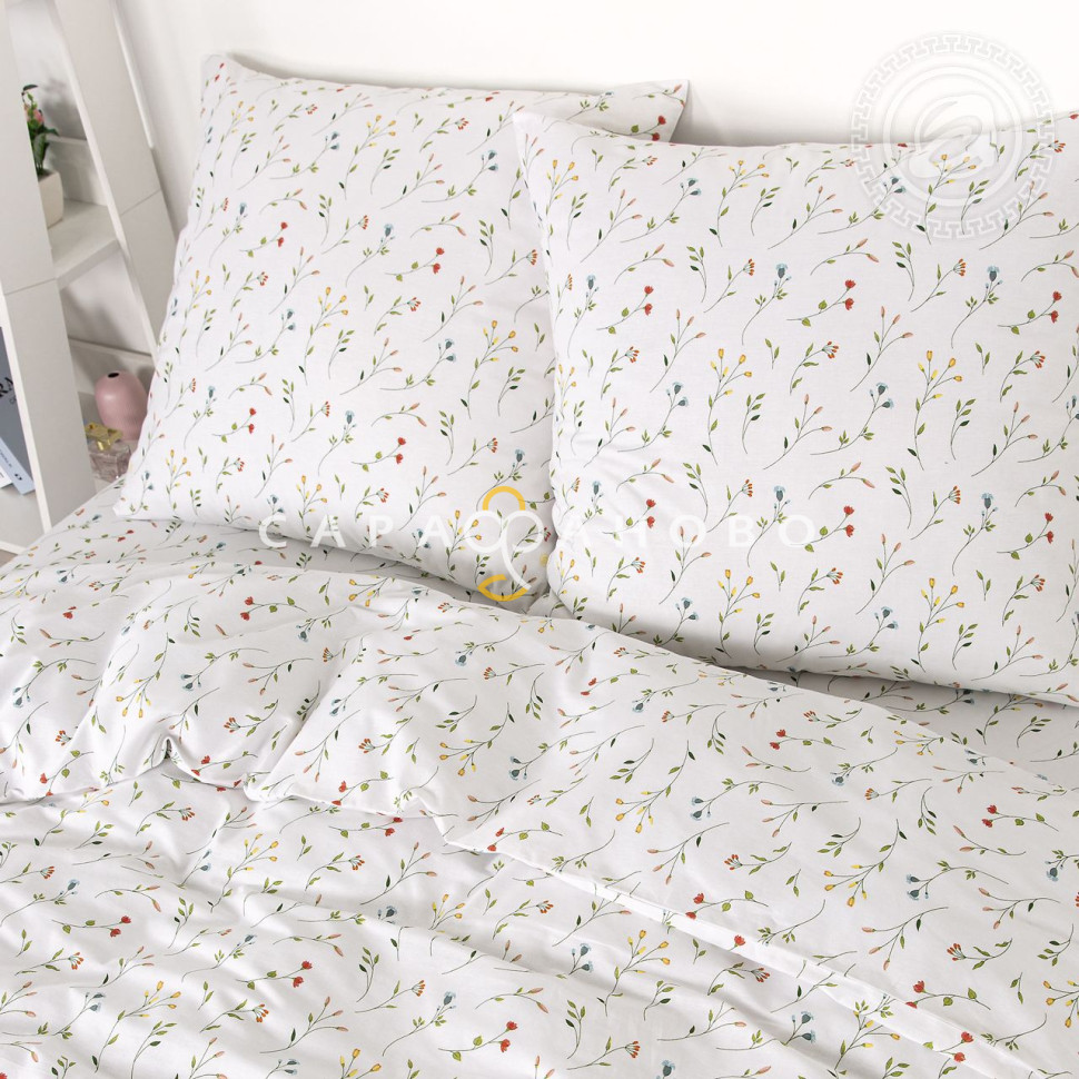 Ткань Поплин 220 см 115 гр рис. Ботаника 13577-1