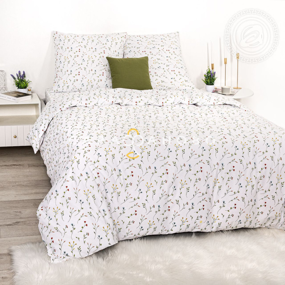 Ткань Поплин 220 см 115 гр рис. Ботаника 13577-1