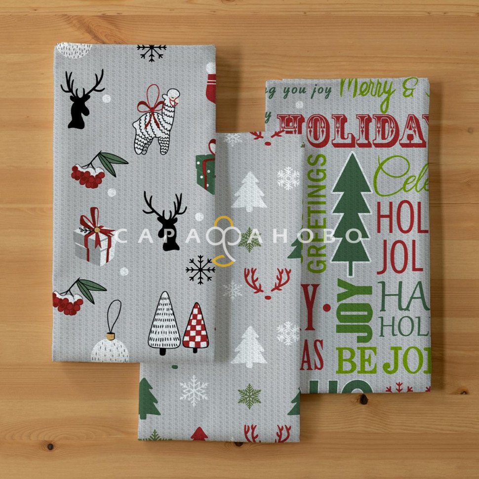 Комплект вафельных полотенец Унисон 33038-1 Holly Jolly