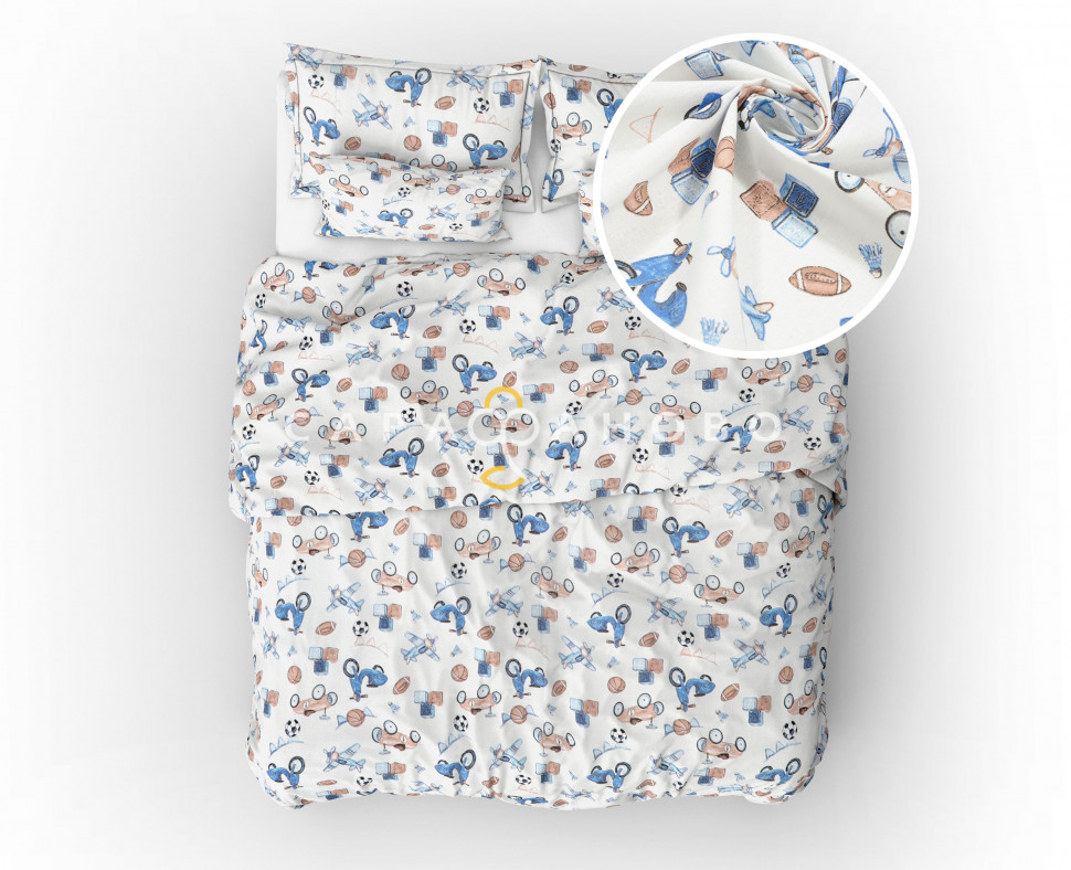 Ткань Поплин детский 150 см 110 г рис 2349-2 Игрушки ретро