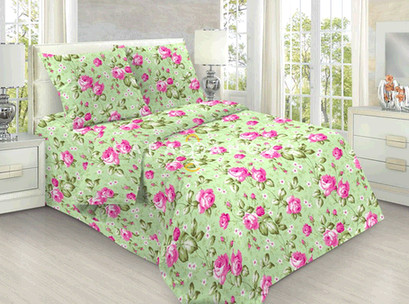 Ткань Бязь детская 150 см 120 гр рис Летний сад 380-1 зеленый