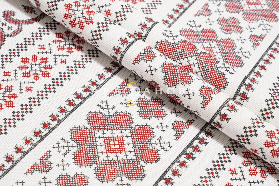 Ткань Рогожка 150 см Снежинки рис 9484 вид 3