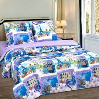 Ткань поплин 220 см "Город любви" рис 11045-1