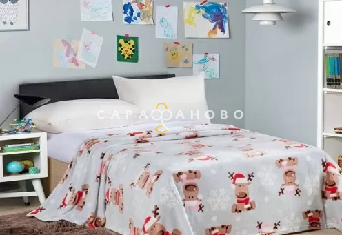 Ткань Велсофт детский 205 см 280 гр/м2 Новогодние оленята