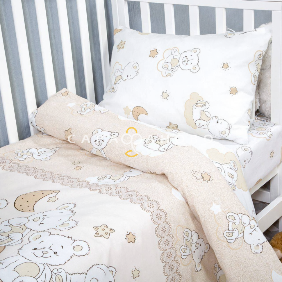 Ткань Поплин 150 см 115 гр рис Медвежата арт.23182-1